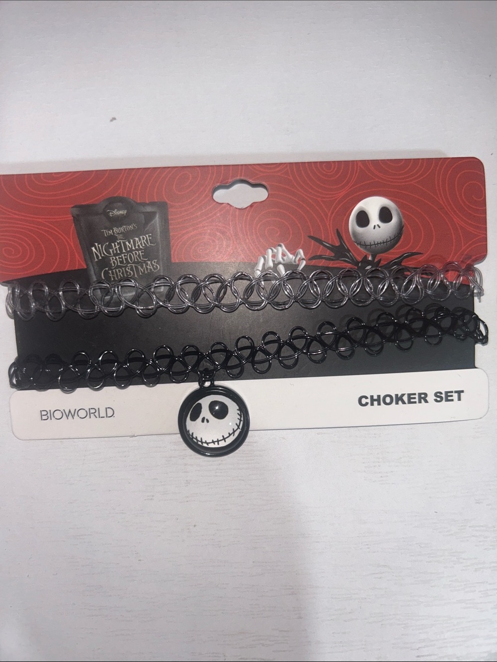 Bioworld Black and Clear Jack Skellington Tattoo Choker Set